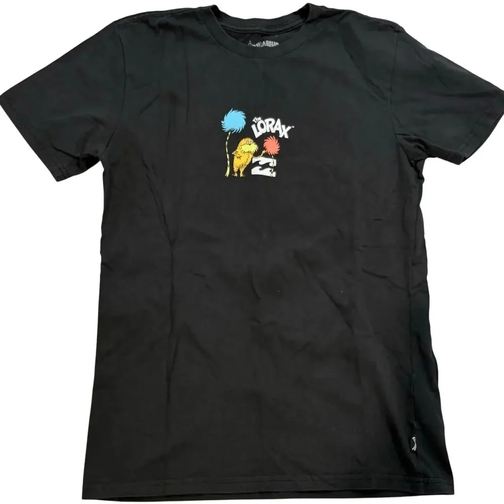 Billabong Dr Seuss The Lorax 2020 Graphic Organic 100% Cotton Black Tee
